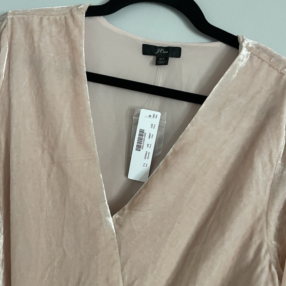 J. Crew Faux Wrap Blouse Women's 12T Pink Velvet Boho Western Festival Cottage